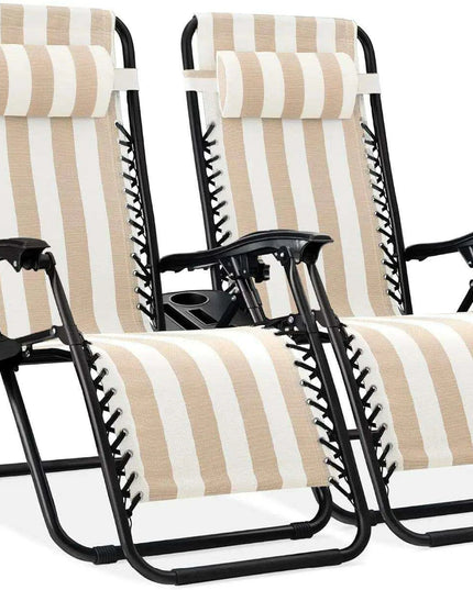 Luxury Zero Gravity Lounge Chairs Set with Accessories in Elegant Black