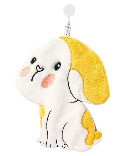 Adorable Dog-Shaped Coral Velvet Hand Towel with Convenient Hanging Loop - Perfect for Home Decor