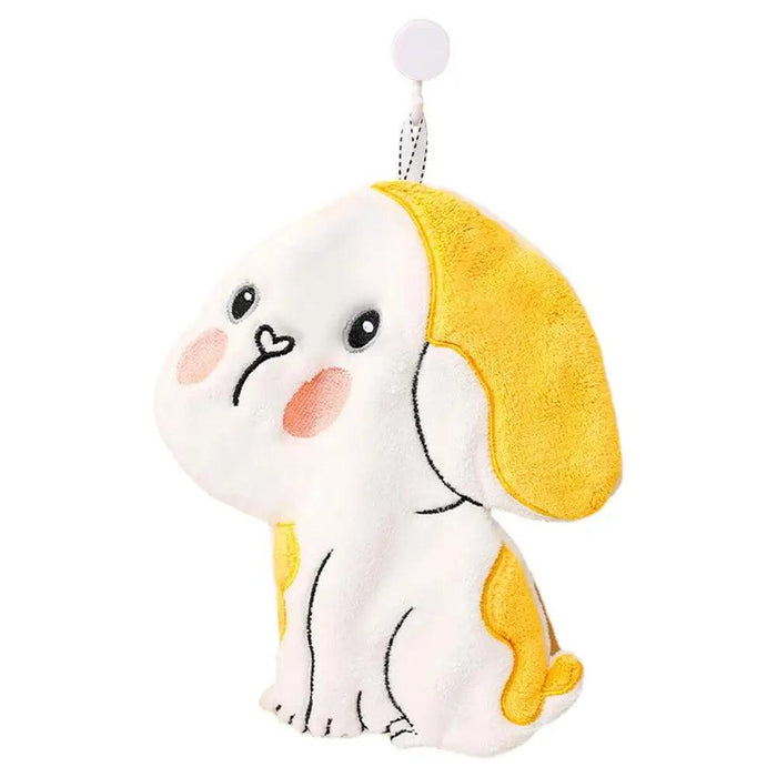 Doggy Design Coral Velvet Hand Towel with Hanging Loop - Ideal for Kitchen and Bathroom