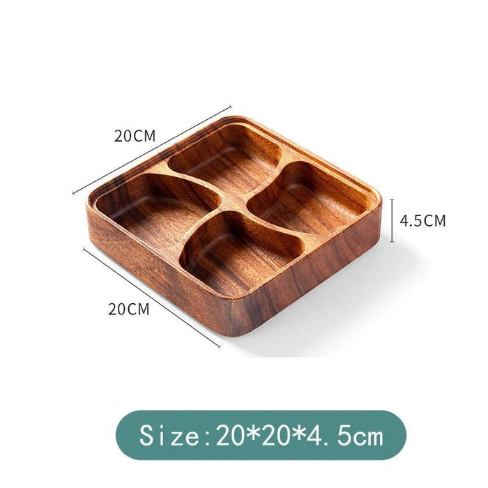 Artisanal Acacia and Walnut Wood Serving Bowl and Platter Collection