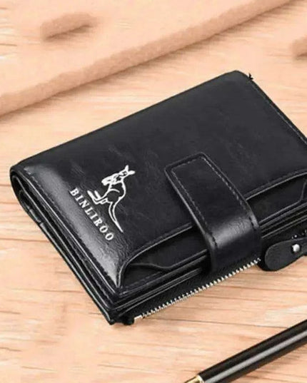 Men's RFID-Blocking PU Leather Zipper Wallet with Organized Compartments