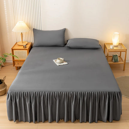 Soft Bed Skirt with Reactive Print - Breathable Mattress Cover, 12 Colors