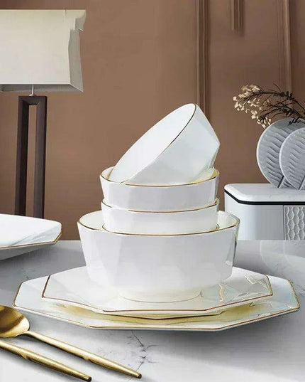 Enhance Your Dining Aesthetics with Portable White Ceramic Tableware and Cutlery Set