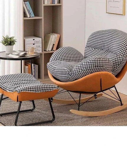 Plush Velvet Nordic Rocking Chair - Elegant Lounge Seating for Ultimate Relaxation