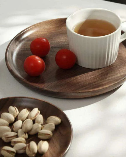 Elegant Japanese Walnut Round Serving Platter for Upscale Events