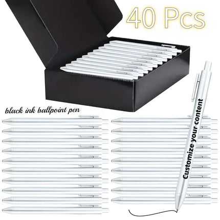 Custom 40pcs Luxury Ballpoint Pen Set with Black Gift Box Retractable Black Ink Laser-Engraved Text, Smooth Writing Pen 10/40pcs custom-40pcs-luxury-ballpoint-pen-set-with-black-gift-box-retractable-black-ink-laser-engraved-text-smooth-writing-pen-10-40pcs