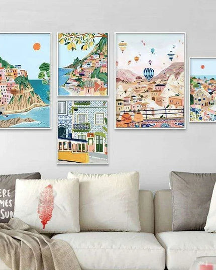 Coastal Elegance: Italian-Inspired Canvas Art for Modern Living Spaces