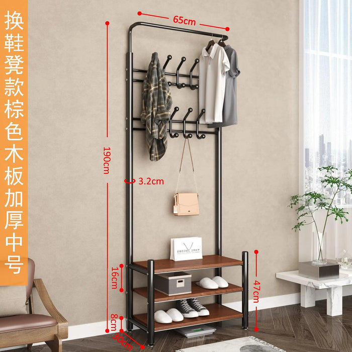 Modern Entryway Organizer with Hooks - Stylish Storage Solution for Shoes and Coats