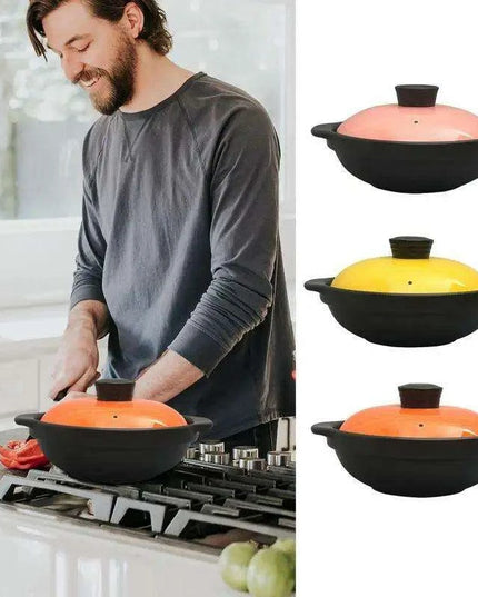 Stylish Ceramic Stew Pot for Gas Stoves - Practical Casserole with Lid for Easy Cooking