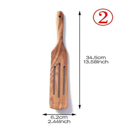 Eco-Conscious 7-Piece Teak Wood Kitchen Utensil Set - Stylish Cooking Essentials
