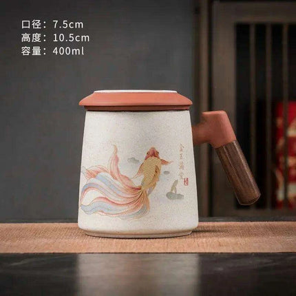 Sophisticated Purple Clay Travel Tea Mug Set with Infuser and Lid - 400ml for Office and Leisure