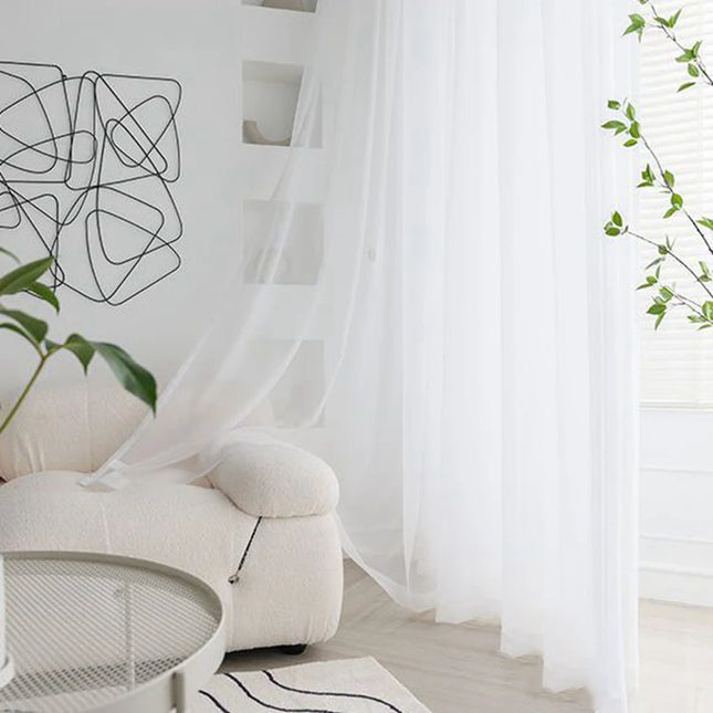 Modern Sheer White Curtains - Light Filtering for Living Room &