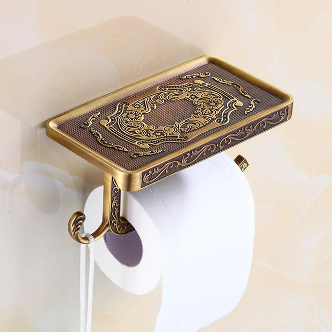 Vintage Antique Brass Wall-Mounted Toilet Paper Holder