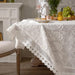 Elegant American Floral Lace Tablecloth with Handcrafted Embroidery