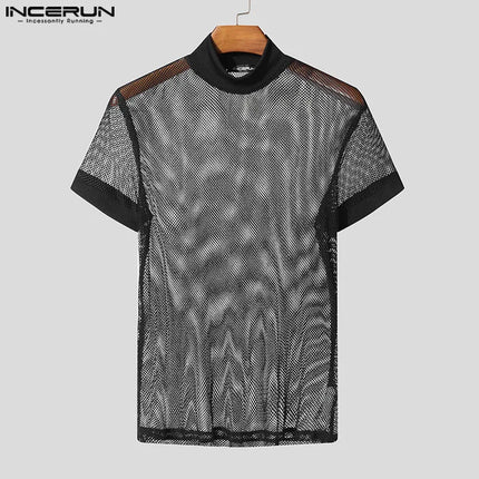 Men's Hollow-Out Mesh Tee — See-Through Short Sleeve, Oversized Streetwear | Très Élite