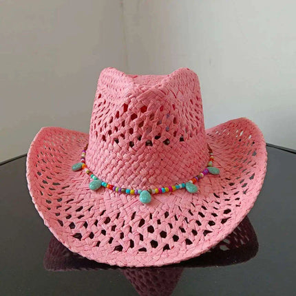 Lake Blue Western Cowboy Straw Hat Unisex with Adjustable Size