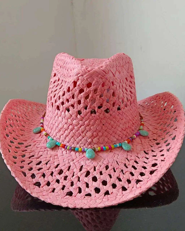 Lake Blue Western Cowboy Straw Hat Unisex with Adjustable Size