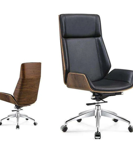 Sleek Nordic Leather Swivel Chair: Ergonomic Luxury for Modern Workspaces