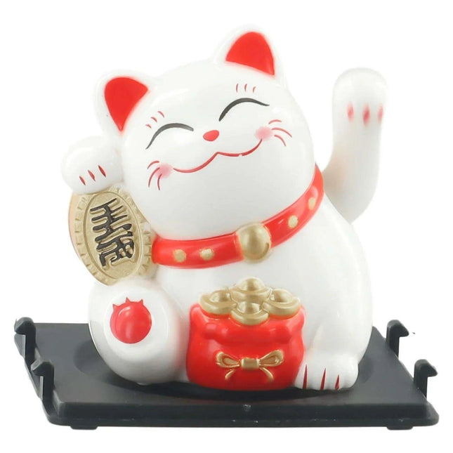 Solar-Powered Lucky Cat Figurine for Abundance and Good Fortune