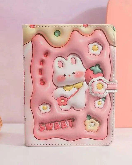 Bunny Planet Delight: Colorful Student Planner Notebook with Magnetic Closure