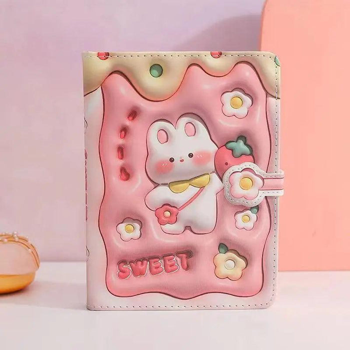 Bunny Planet Delight: Colorful Student Planner Notebook with Magnetic Closure