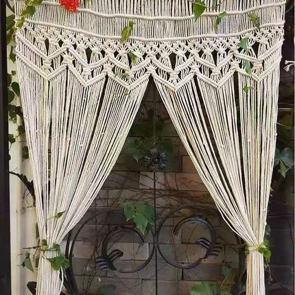 Hand-Woven Macrame Cotton Door Curtain & Wall Tapestry – Boho Wedding Backdrop