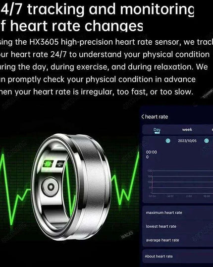 Titanium Smart Health Tracking Ring with Waterproof Capabilities