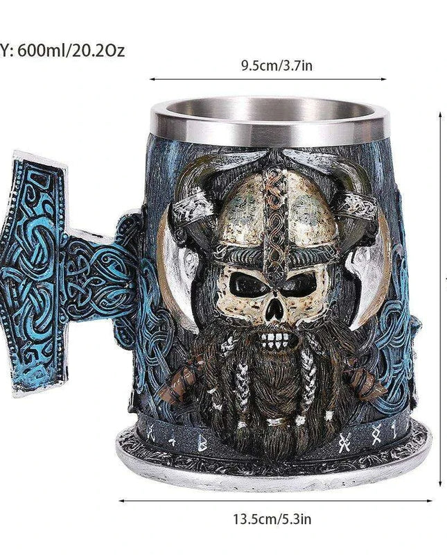 Skull Viking Pirate Tankard: Resin Steel Drinking Vessel & Decor Accent