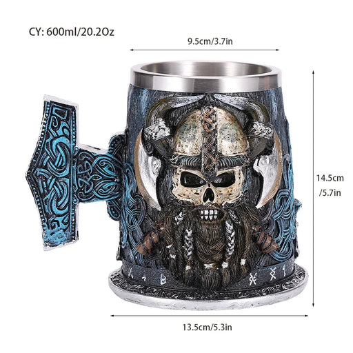 Viking Resin Stainless Steel Beer Mug Pirate Stein Creative Tankard Skull Coffee Cup Tea Mug Tumbler Pub Bar Decor Drop Shipping