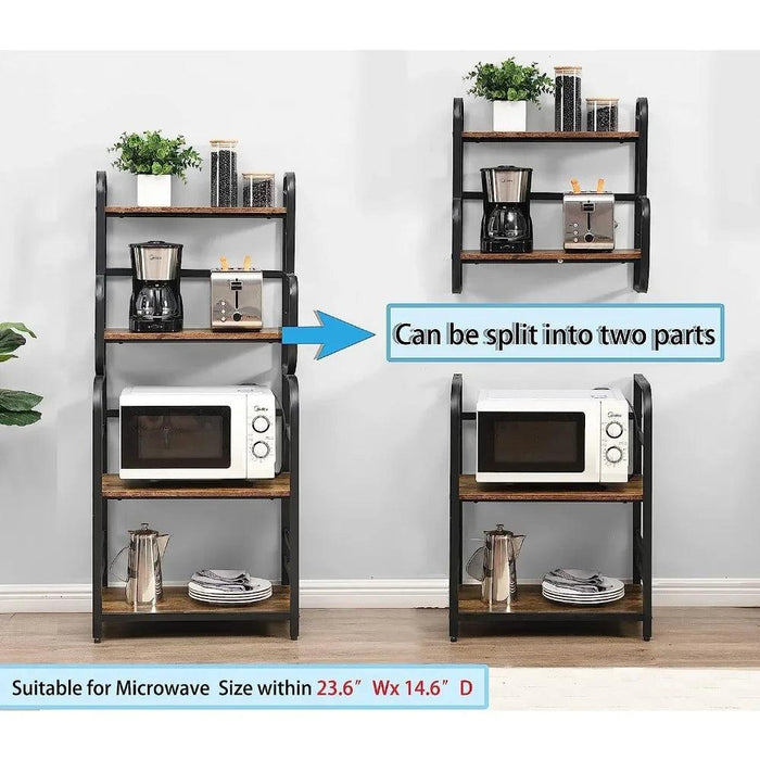 Stylish 4-Tier Kitchen Storage Rack with Microwave Shelf and Spice Organizer