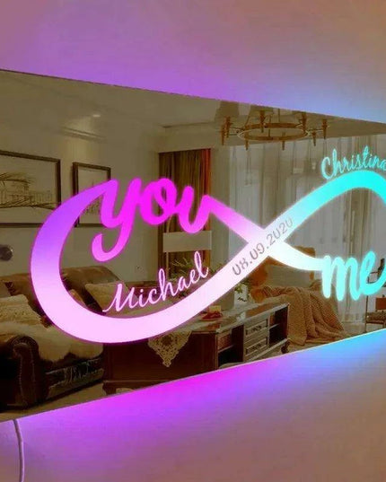Personalized LED Family Name Mirror - Enchanting Home Decor for Special Moments
