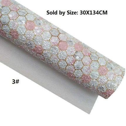 Chic Pink Leather Craft Sheets - Elegant Honeycomb and Heart Designs for Inspiring DIY Creations