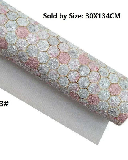 Chic Pink Leather Craft Sheets - Elegant Honeycomb and Heart Designs for Inspiring DIY Creations