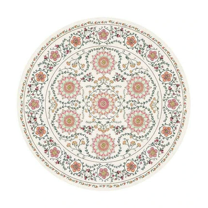 Vintage European Round Plush Area Rug - Soft, Washable Carpet for Cozy Spaces