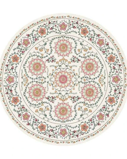 Vintage European Round Plush Area Rug - Soft, Washable Carpet for Cozy Spaces