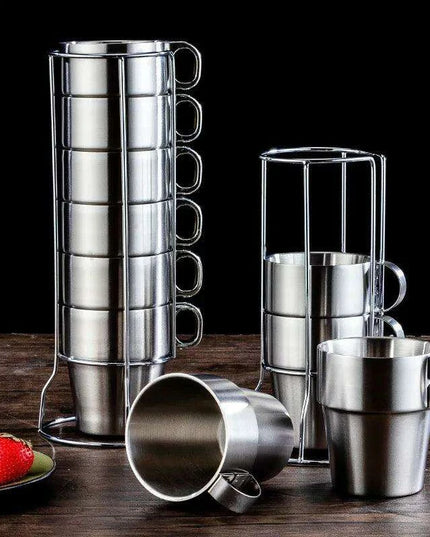 Elegant 6-Piece Set of Insulated Stainless Steel Tea Mugs for Home and Social Gatherings