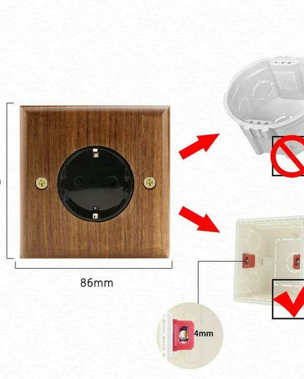 Sleek Black Walnut Electrical Panel with USB Ports, Adjustable LED Ambiance, and Contemporary Toggle Features