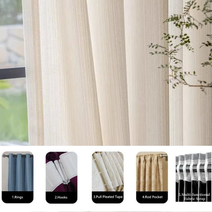 Custom Sheer Tulle Curtains - White & Beige, Multiple Sizes