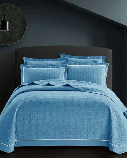 Luxurious 100% Cotton Quilted Plaid Bed Cover - Multi-Functional Euro Comfort Topper
