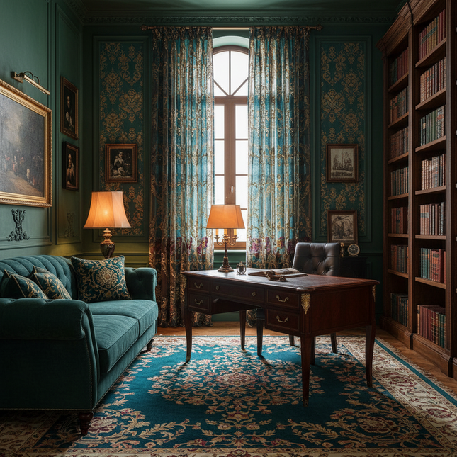 Neoclassical Embroidered Sheer Curtains | Hollowed Tulle, Pull Pleat