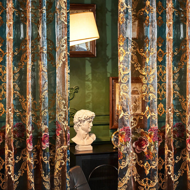 LEEJOOM Neoclassical Sheer Curtains with Hollowed Embroidery for Livin