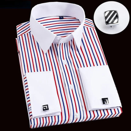 French Cuff Striped Dress Shirt — Slim Fit, Long Sleeve