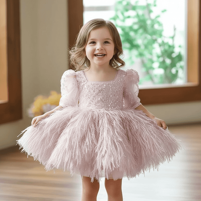 Sparkling Pink Princess Sequin Gown for Girls