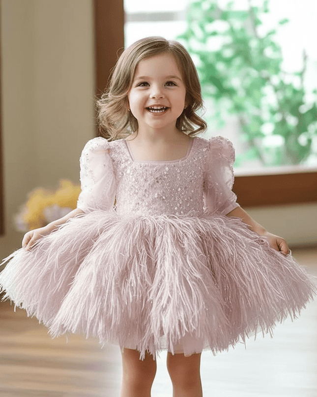 Sparkling Pink Princess Sequin Gown for Girls