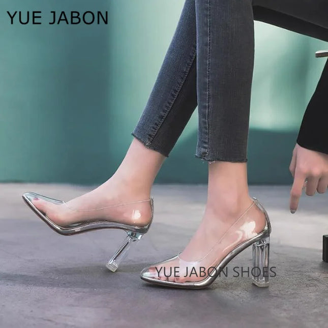 Longzehui Transparent High Heels – Pointed Toe Slip-On Perspex Pumps