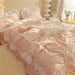 Elegant Korean-Inspired Bedding Set with Quilt Cover, Pillowcases, and Flat Sheets