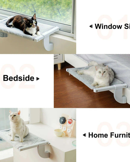 Adjustable Cat Window Lounge - Lightweight Portable Perch for Bird Watching & Sunbathing, 55x35x18 cm, 1.3kg