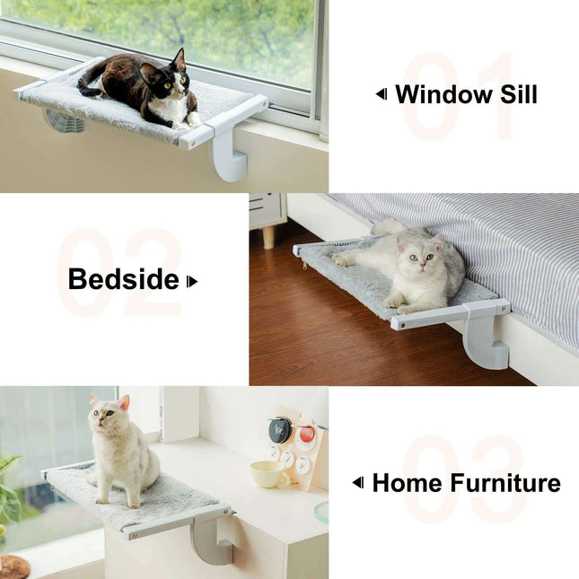 Adjustable Cat Window Lounge - Lightweight Portable Perch for Bird Watching & Sunbathing, 55x35x18 cm, 1.3kg