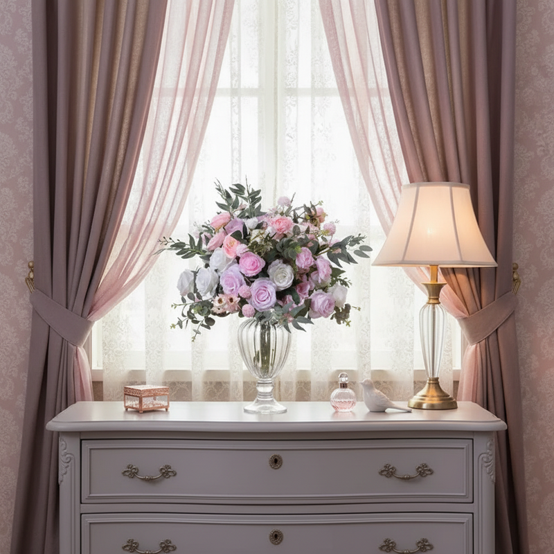 Silk Rose Flower Row Table Centrepiece