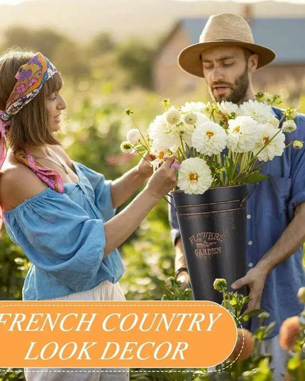 Charming 15" Rustic Galvanized Metal Flower Buckets - Set of 12 for Stylish Home Accents and Gifting